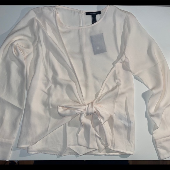 Cream Tie-Front Keyhole Top - Picture 2 of 3